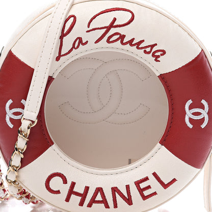 Chanel Lambskin Coco Lifesaver Round Bag Red White 8 of 10