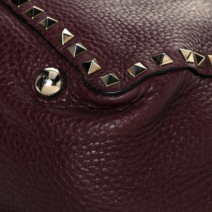 Valentino Garavani Pebbled Calfskin Medium Rockstud Tote Rubin 12 of 17