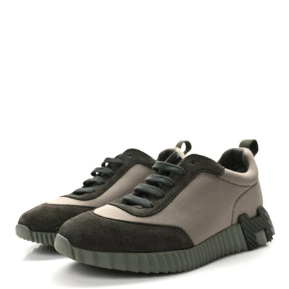 Hermes Technical Jersey Goatskin Suede Goatskin Bouncing Sneakers 39 Vert Toundra Vert Foret 3 of 9