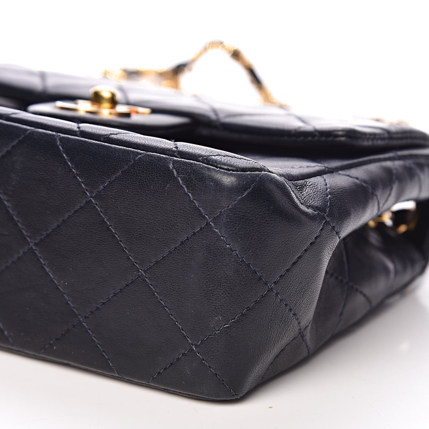 Lambskin Quilted Mini Square Flap Navy