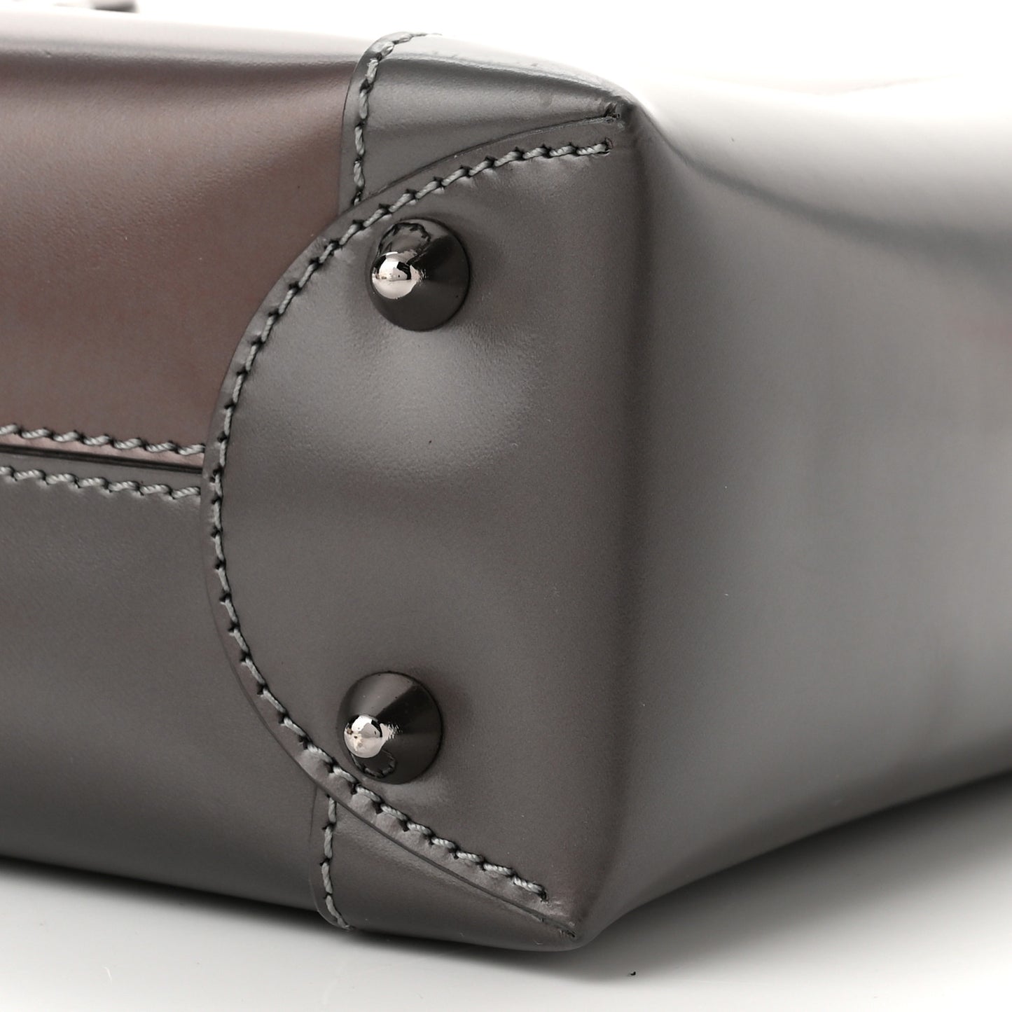 Patent Chrome Beaded Malice Tote Grey Purple