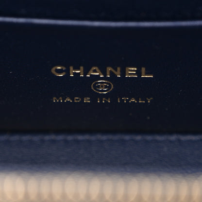 Chanel Caviar Quilted Polly Pocket East West Top Vanity With Chain Navy 6 of 11