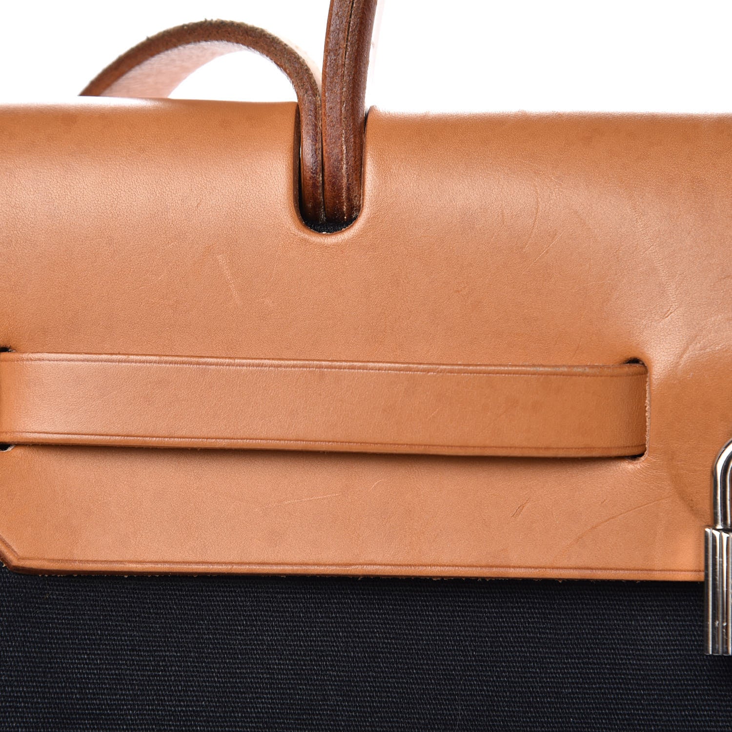 Hermes Toile Vache Calfskin Herbag PM 30 Black Natural 7 of 15