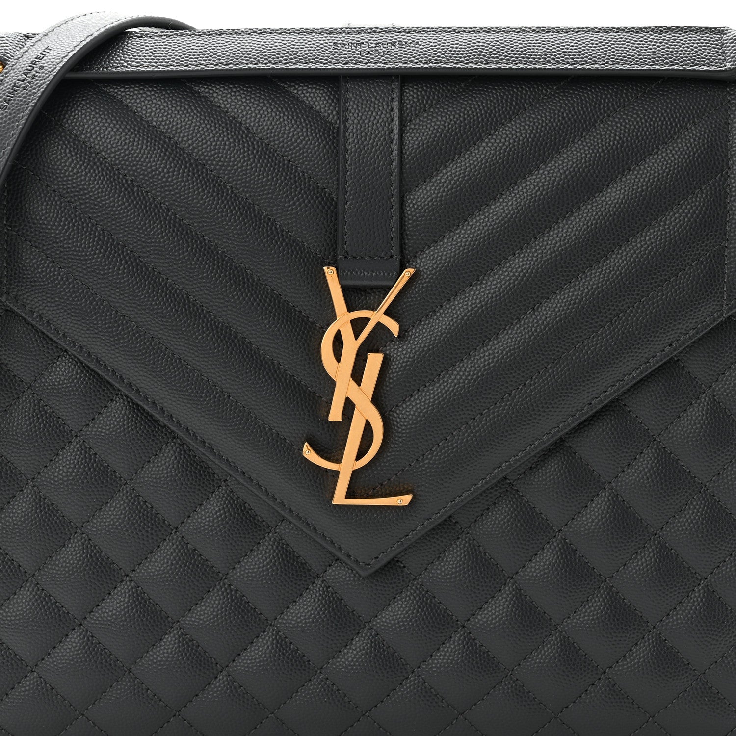 Saint Laurent Grain De Poudre Textured Mixed Matelasse Large Triquilt Monogram Satchel Storm 15 of 19