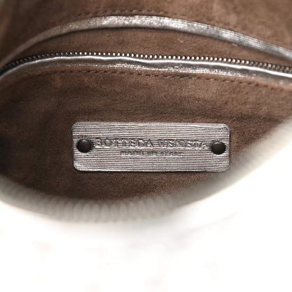 Bottega Veneta Metallic Grosgrain Intrecciato Nodini Crossbody Messenger Silver 7 of 10