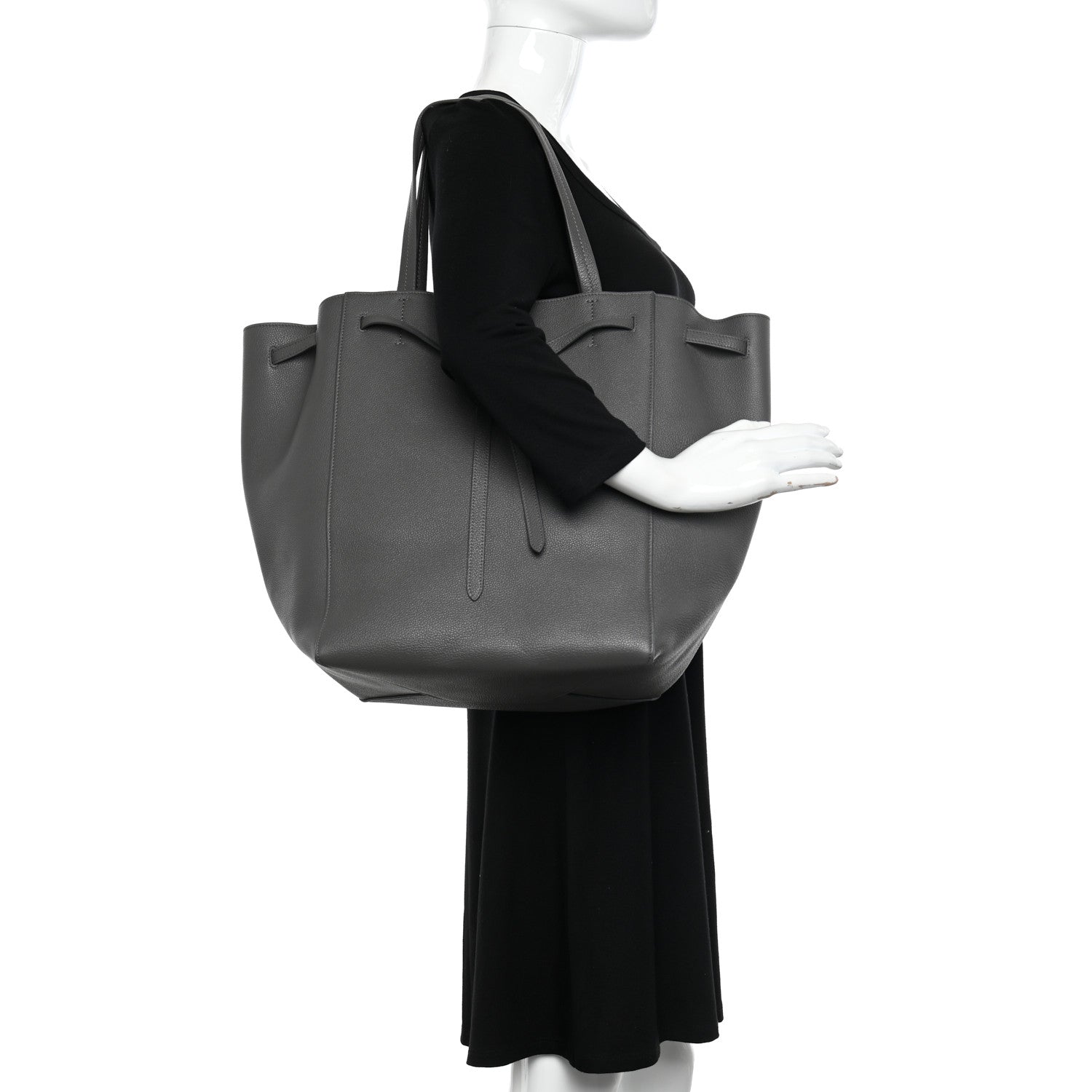 Celine Soft Grained Calfskin Small Belt Cabas Phantom Medium Grey 2 of 10