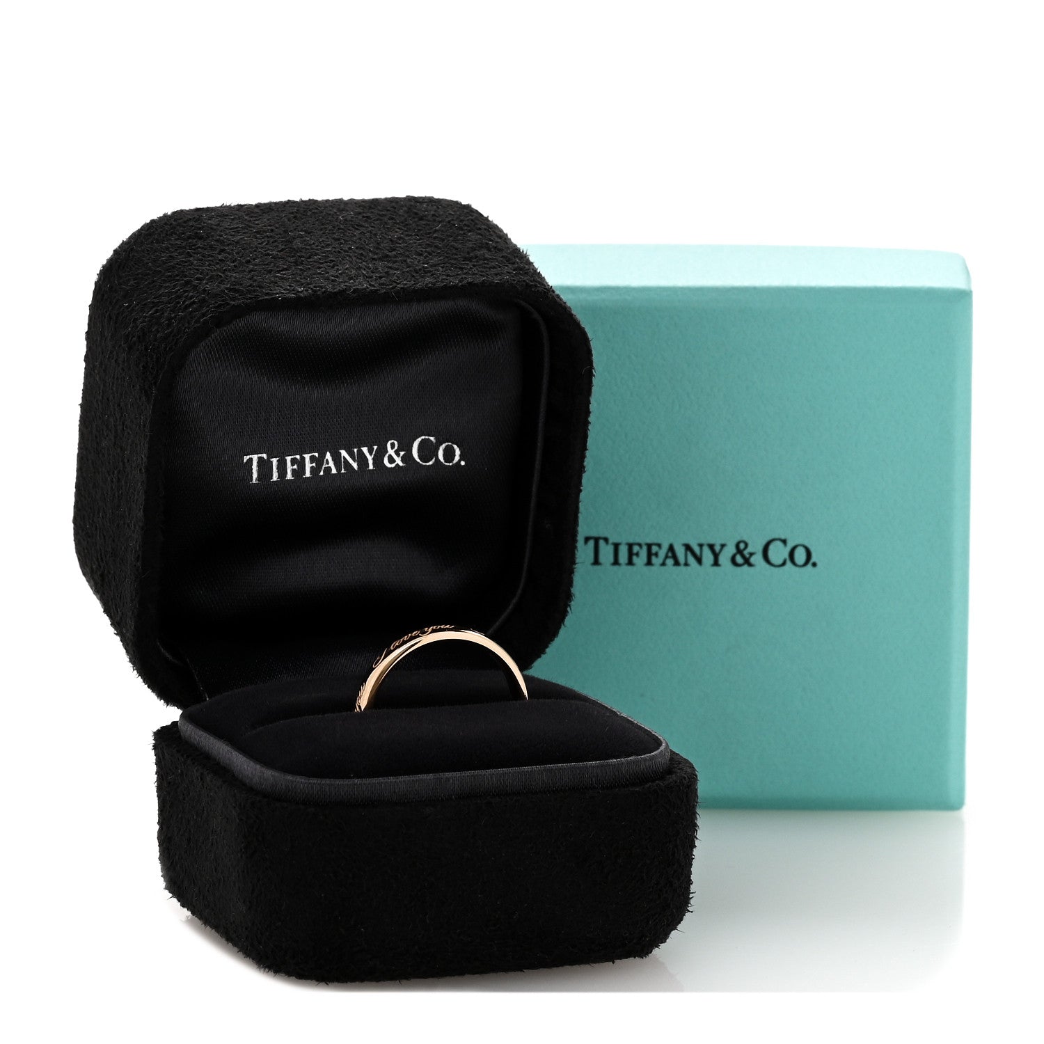 Tiffany 18K Rose Gold Notes I Love You Ring 52 6 5 of 5