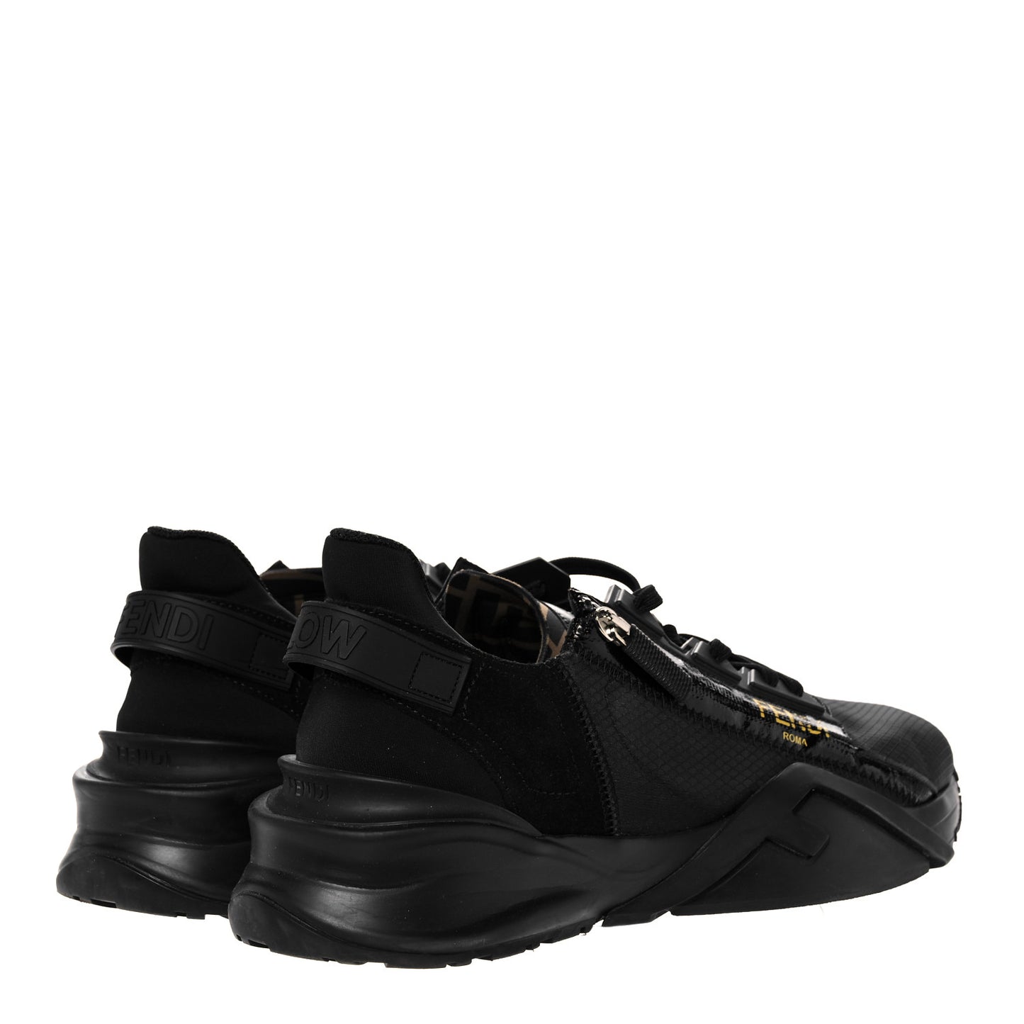 Nylon Suede Mens Fendi Flow Low Top Sneakers 8.5 Black