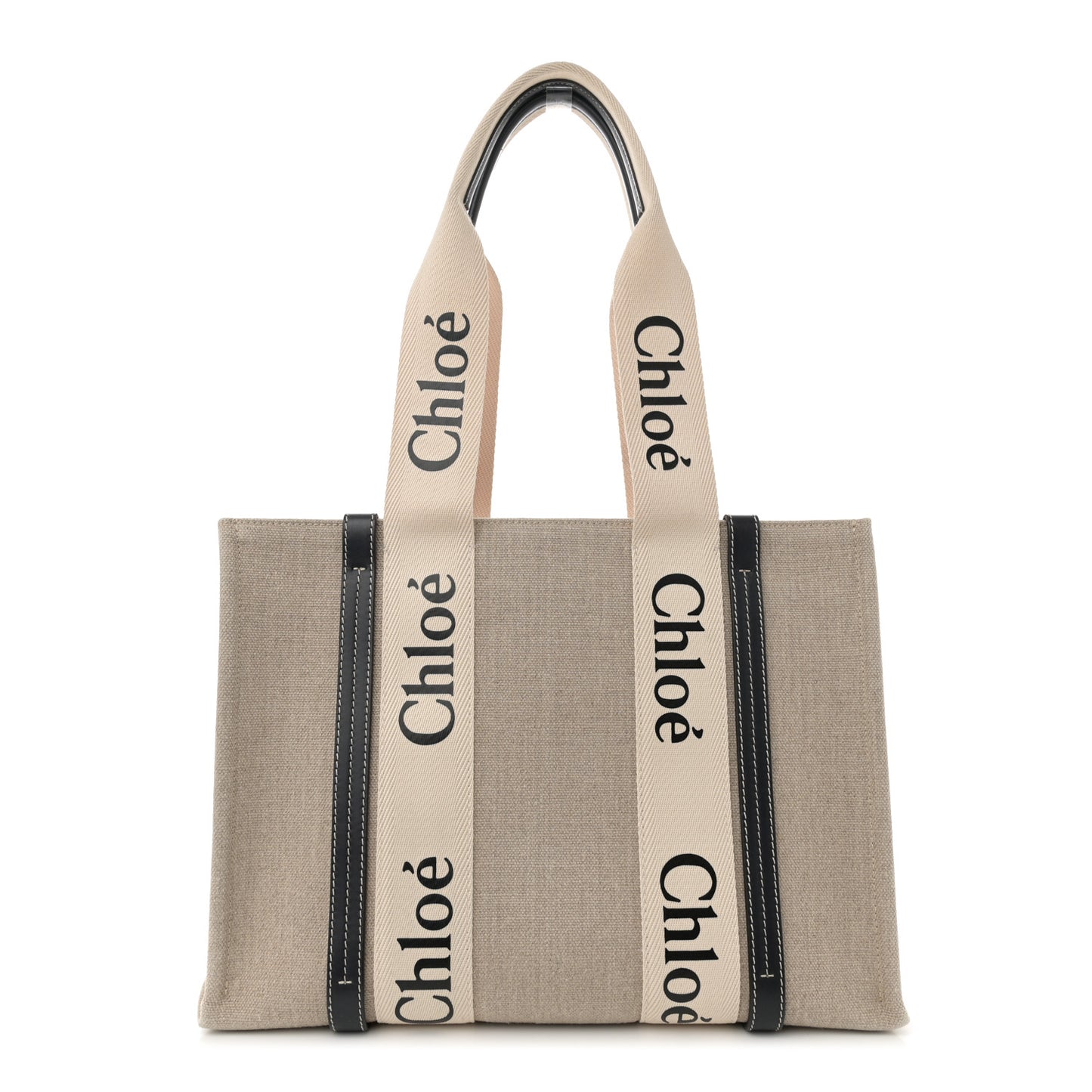 Cotton Calfskin Medium Woody Ribbon Tote White Blue