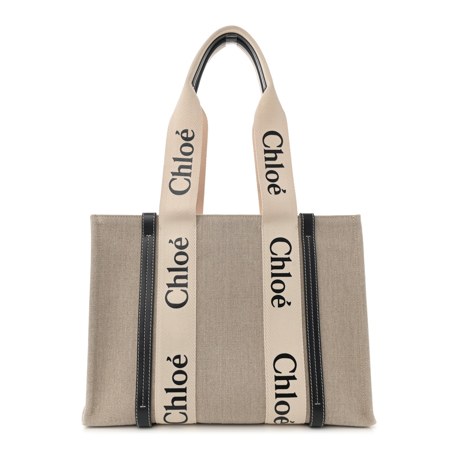 Chloe Cotton Calfskin Medium Woody Ribbon Tote White Blue 1 of 12