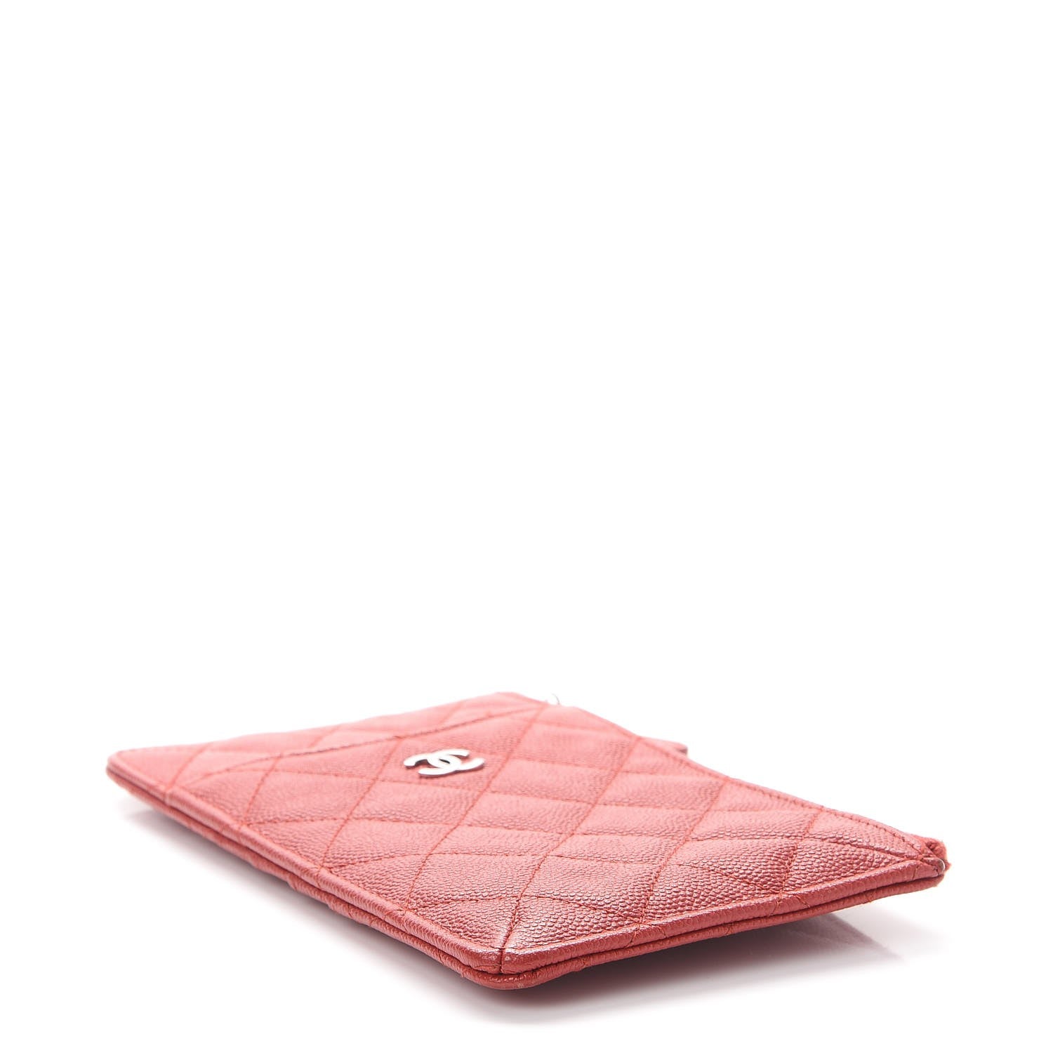 Chanel Caviar Quilted Flat Wallet Pouch Red 4 of 8