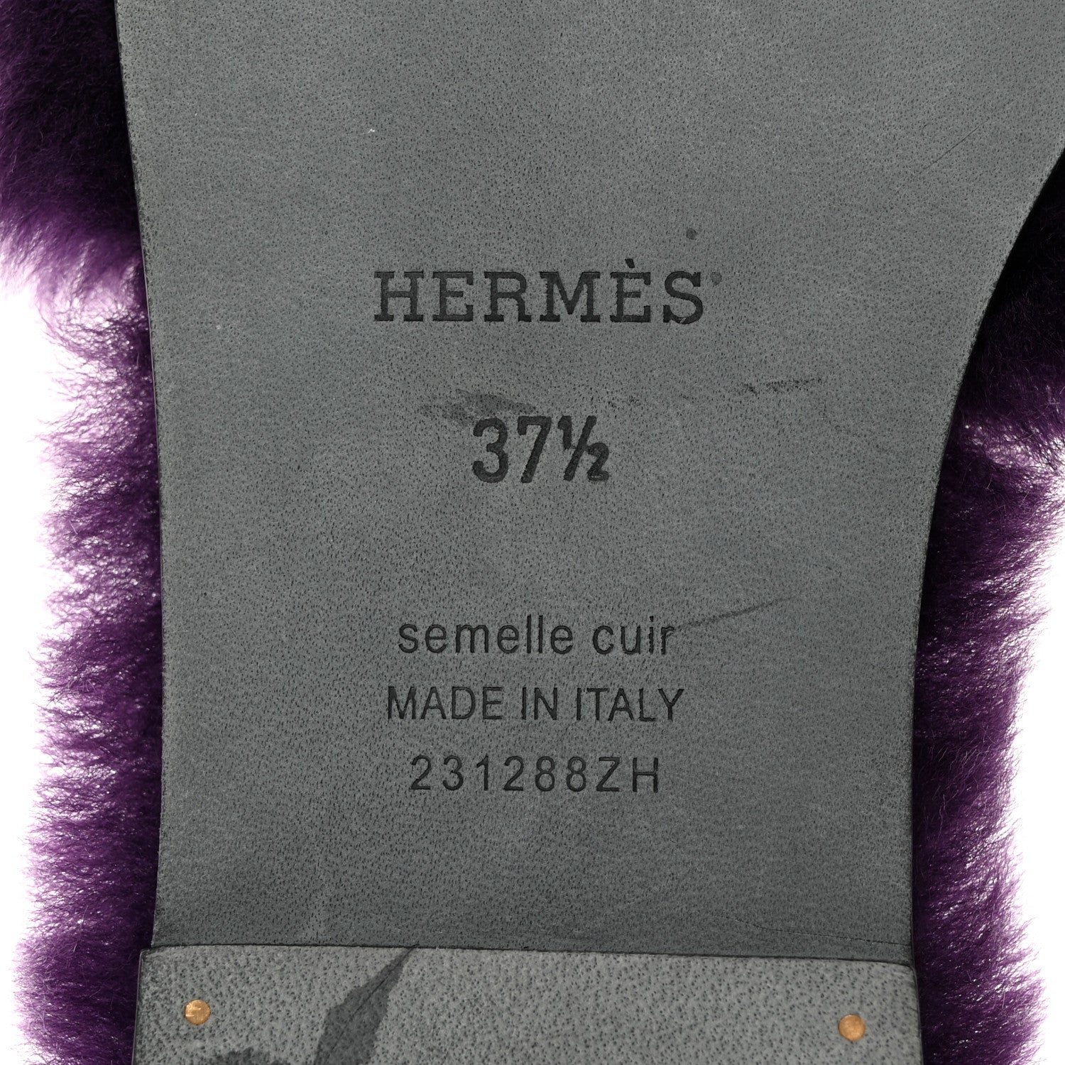 Hermes Woolskin Oran Sandals 37.5 Violet Fonce 7 of 7