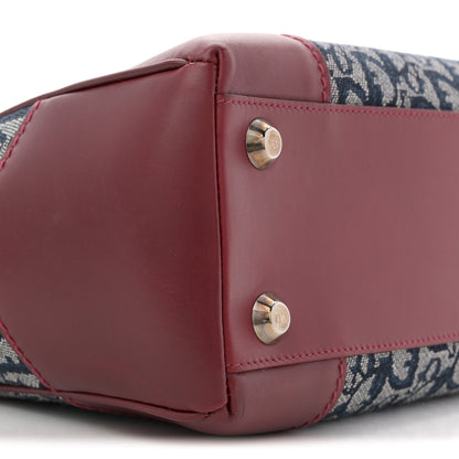 Christian Dior Denim Calfskin Monogram Tote Navy Blue Red 9 of 11
