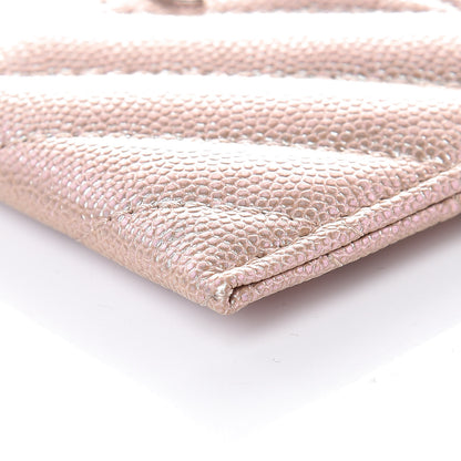 Chanel Metallic Caviar Chevron Quilted Card Holder Light Gold 10 of 13