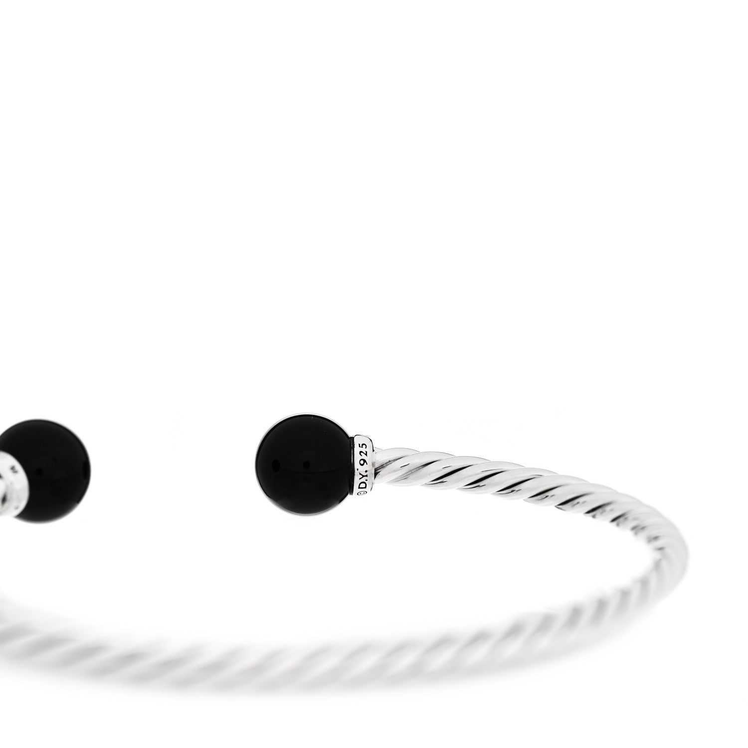 David Yurman Sterling Silver Diamond Onyx 9mm Solari Bracelet 3 of 3