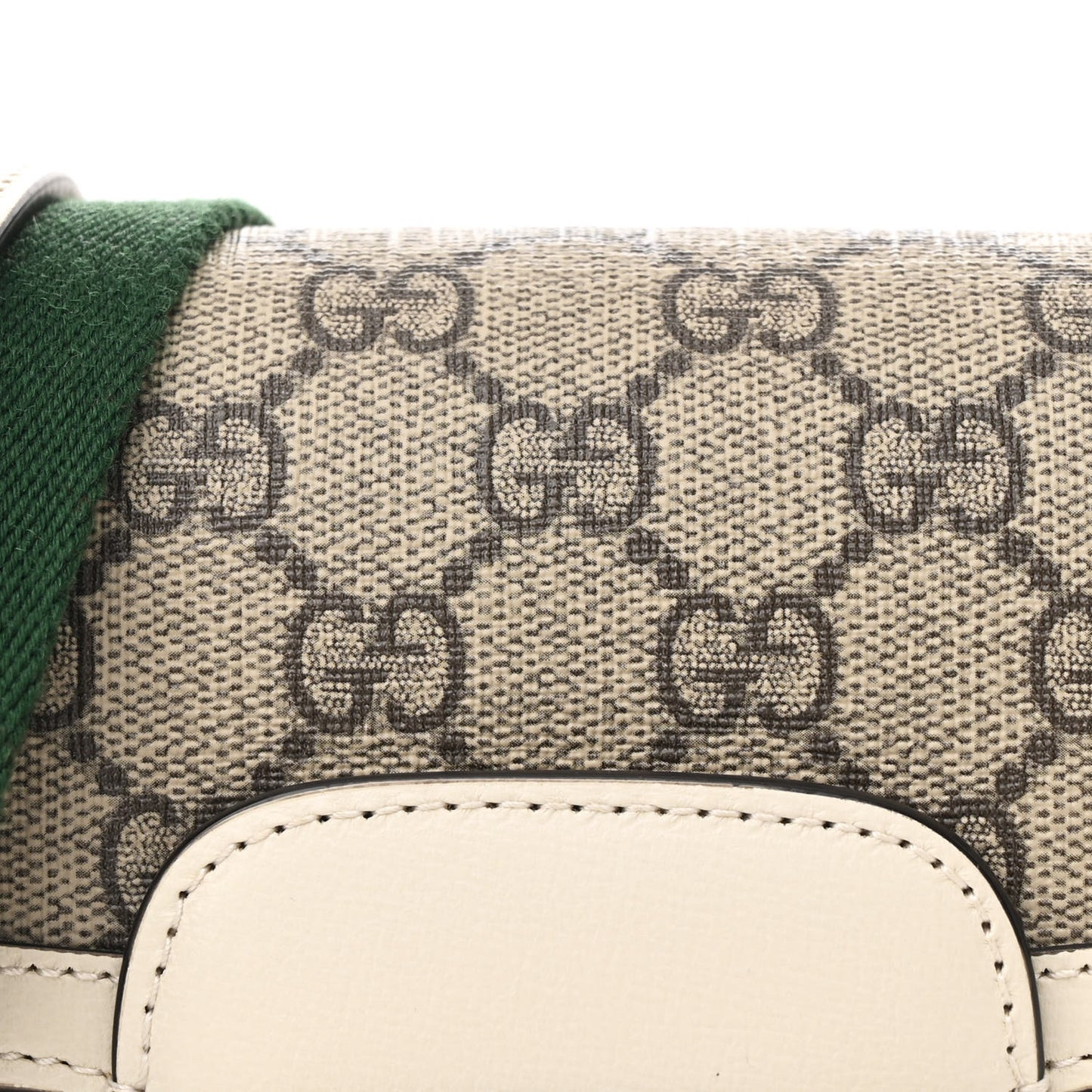 GG Supreme Monogram Web Mini Horsebit 1955 Shoulder Bag Beige Mystic White