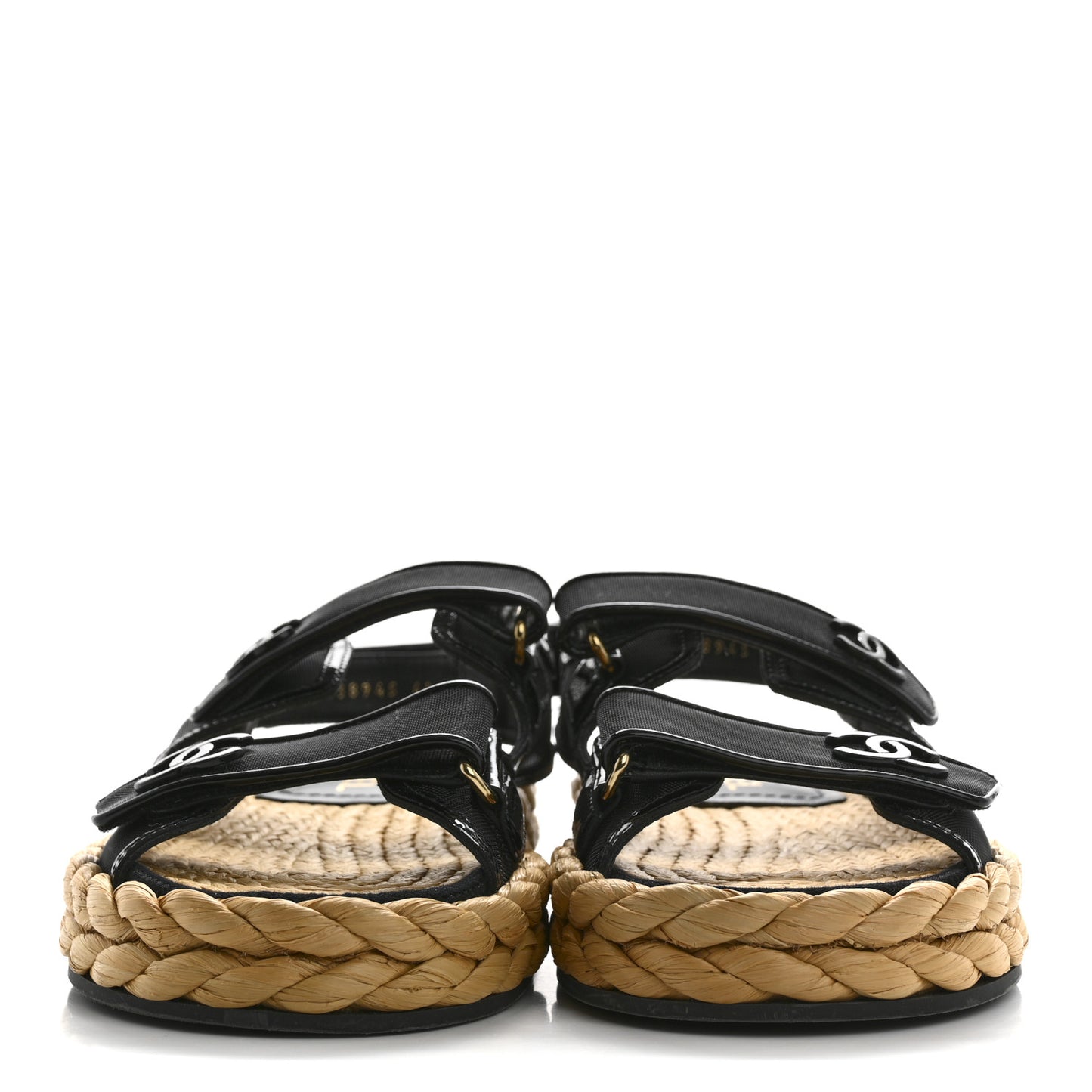 Mesh Patent Calfskin Velcro Dad Sandals 41 Black