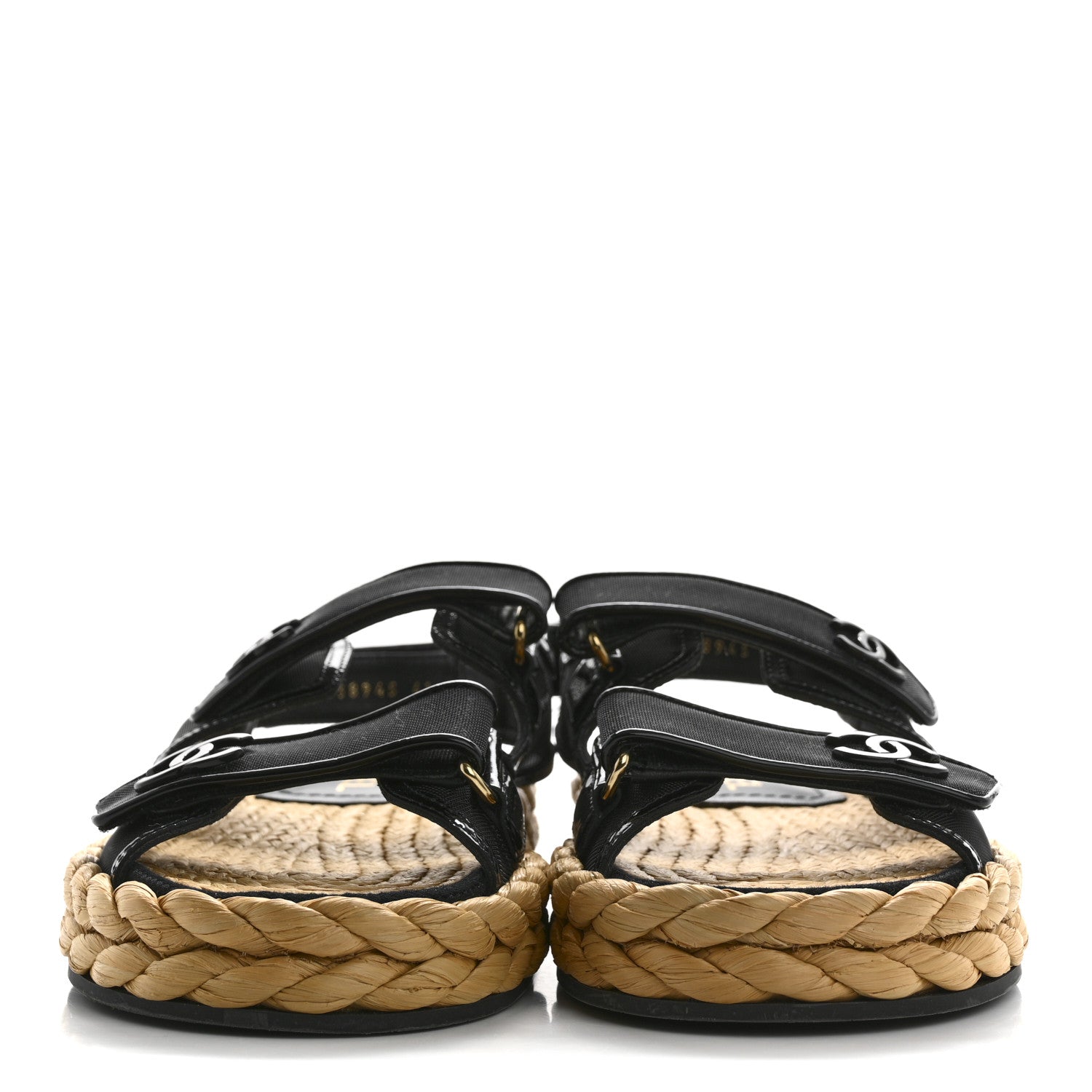 Chanel Mesh Patent Calfskin Velcro Dad Sandals 41 Black 3 of 9