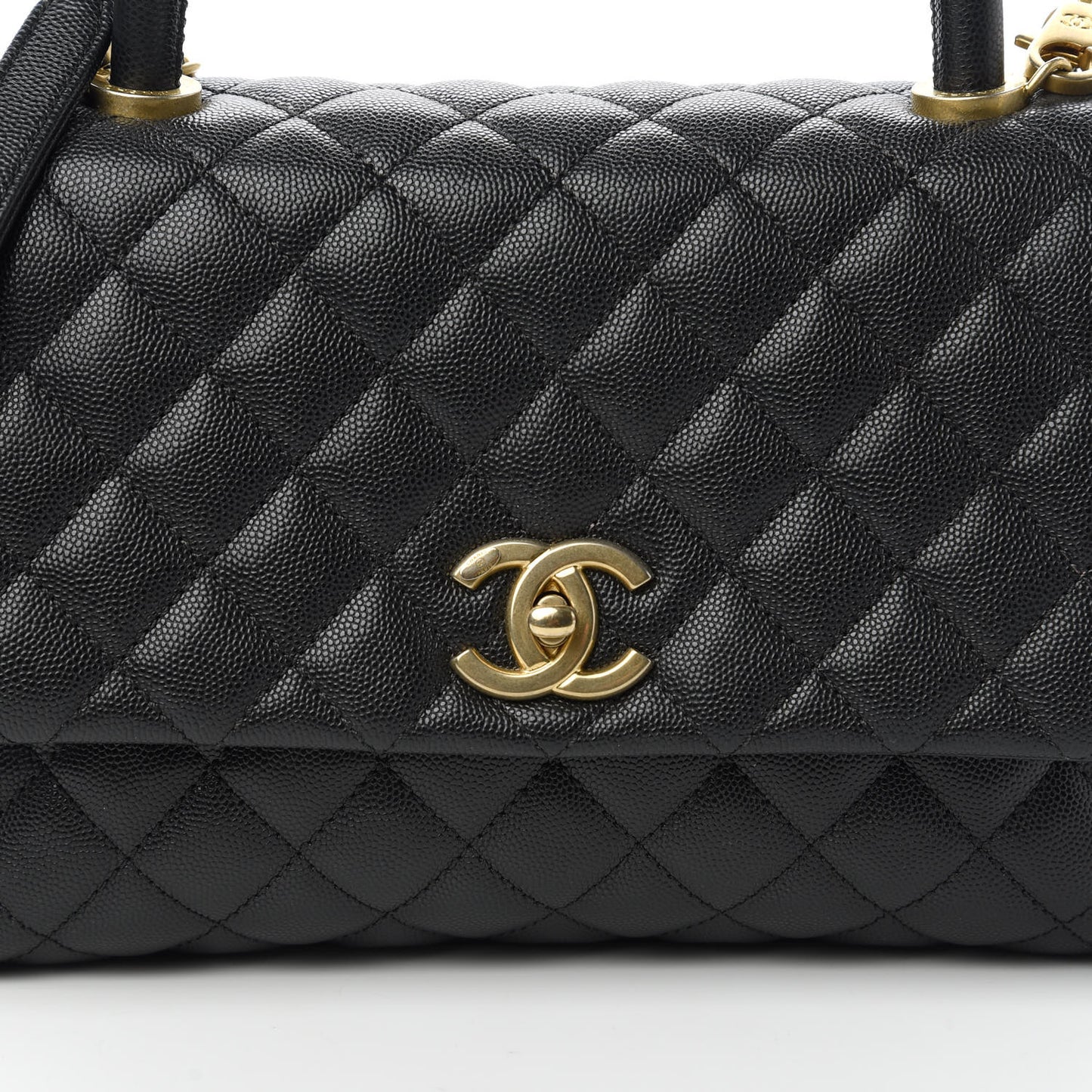 Caviar Quilted Small Coco Handle Flap Black