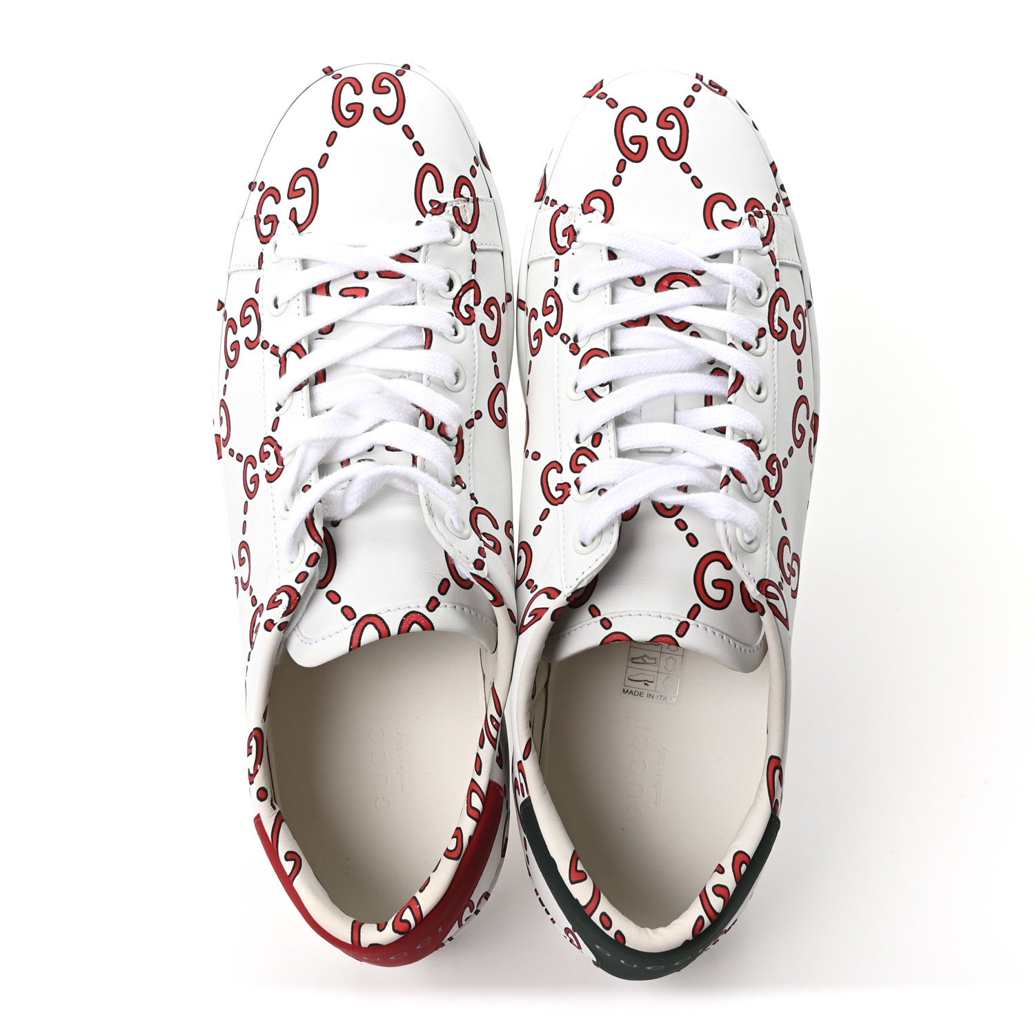 Gucci Calfskin GucciGhost Print Womens Ace Sneakers 40.5 White Hibiscus Red 2 of 10