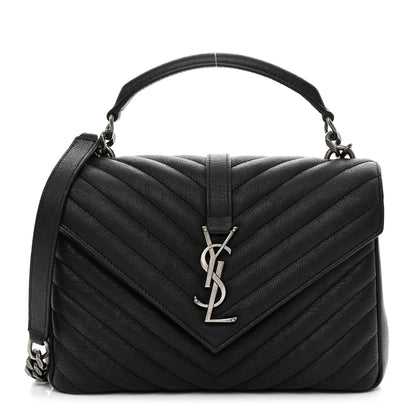 Saint Laurent Sheepskin Matelasse Chevron Monogram Medium College Bag Black 1 of 11