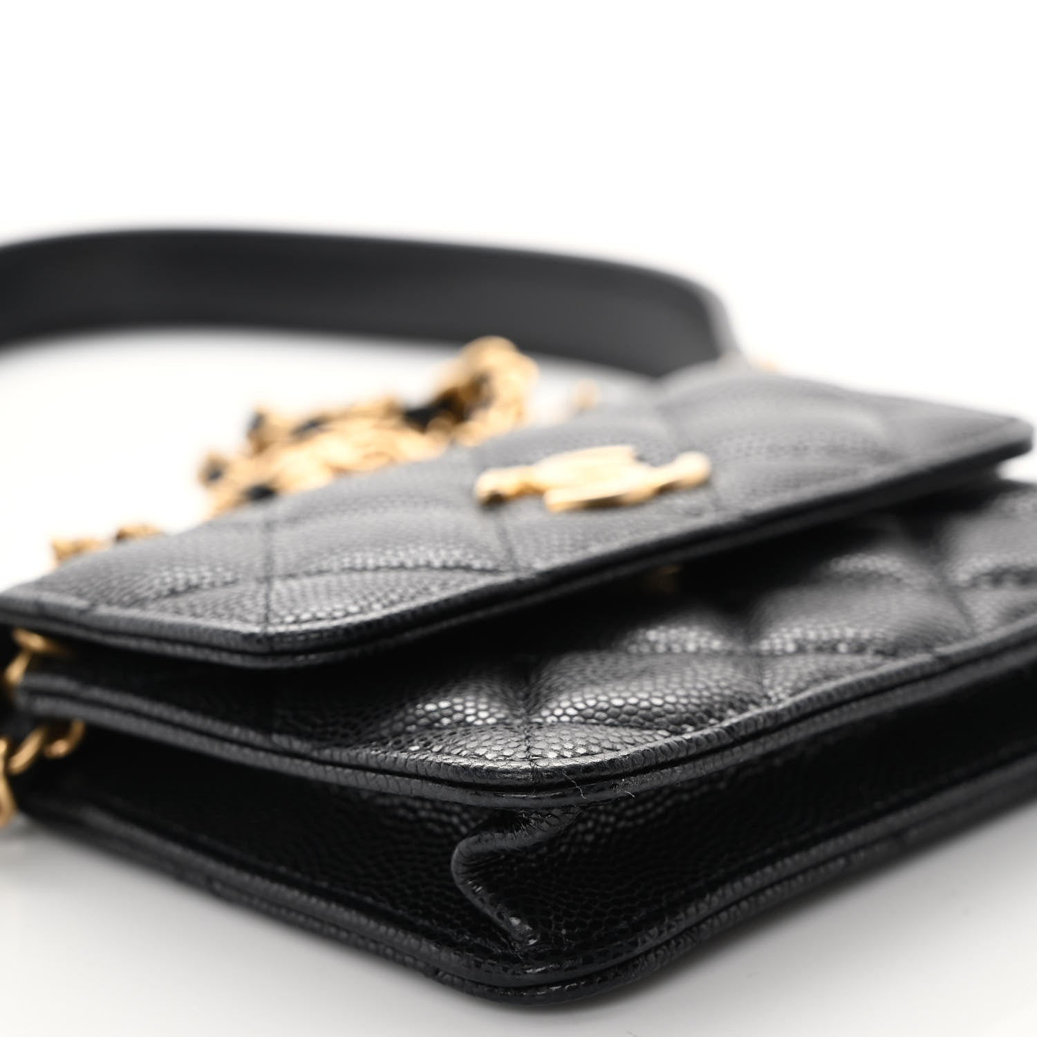 Chanel Caviar Quilted Twist Your Buttons Coin Purse With Chain Black 10 of 11