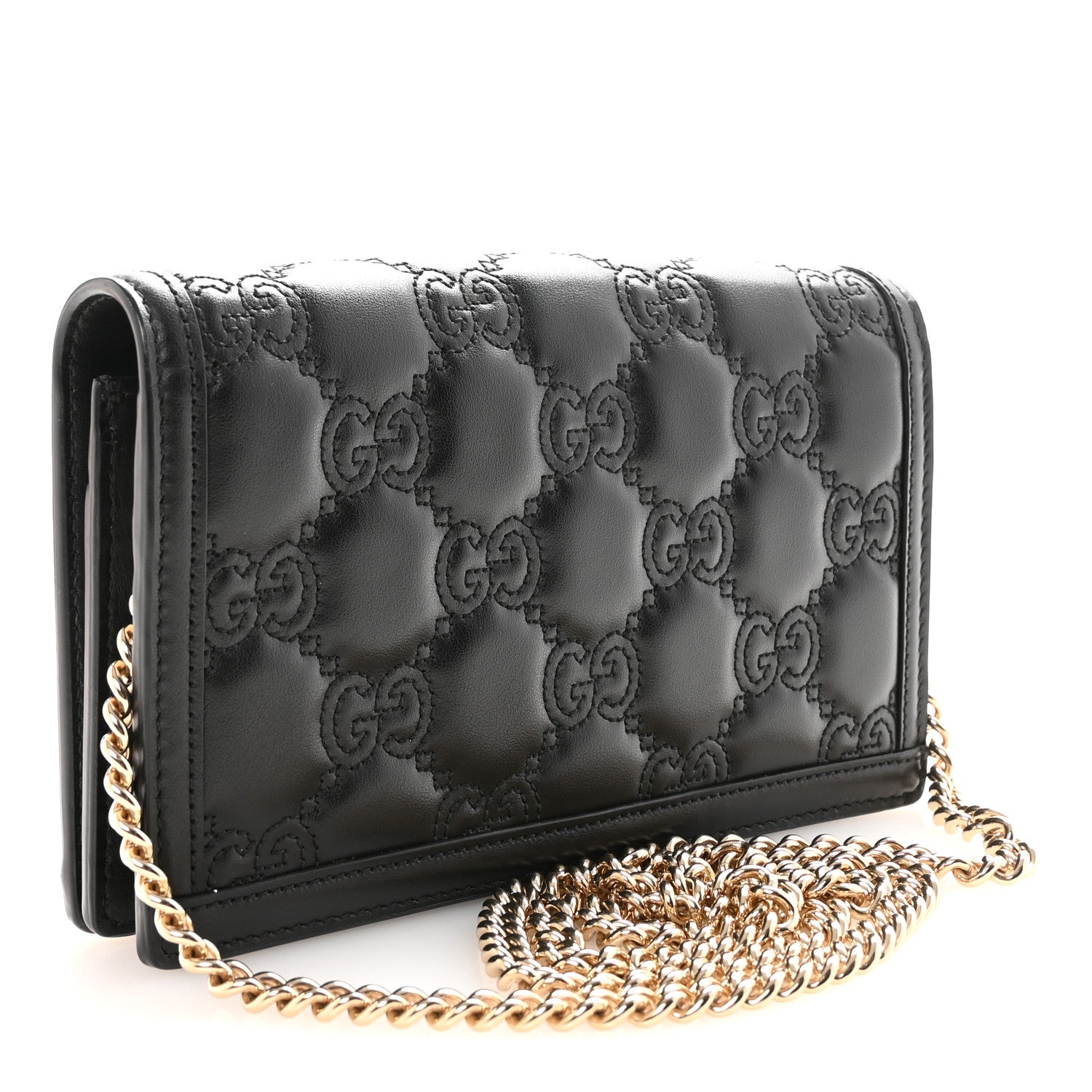 Gucci Calfskin GG Matelasse Chain Wallet Black 3 of 10