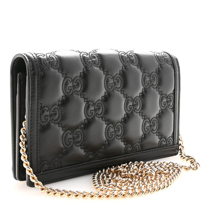 Gucci Calfskin GG Matelasse Chain Wallet Black 3 of 10