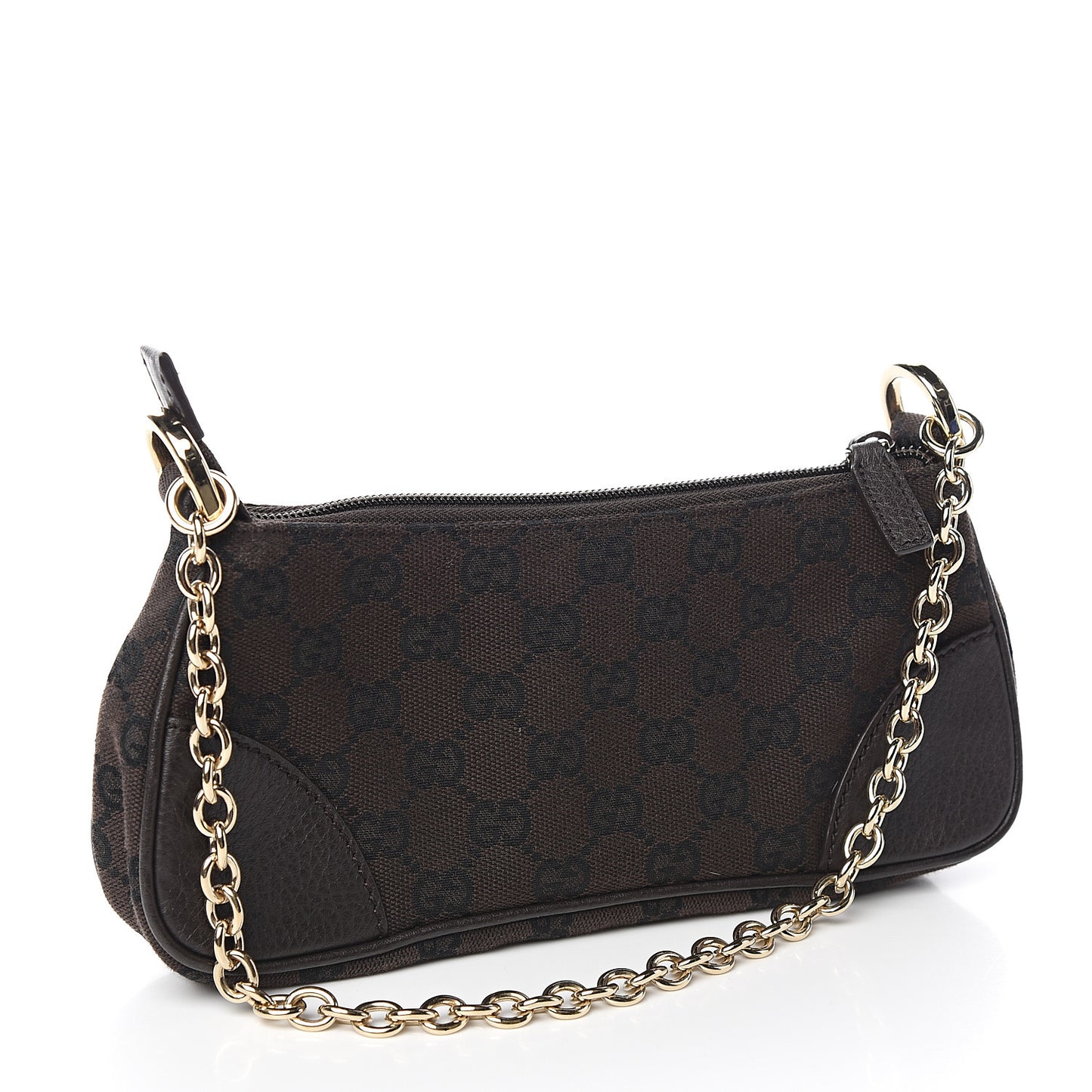 Monogram Studded Chain Clutch Dark Brown