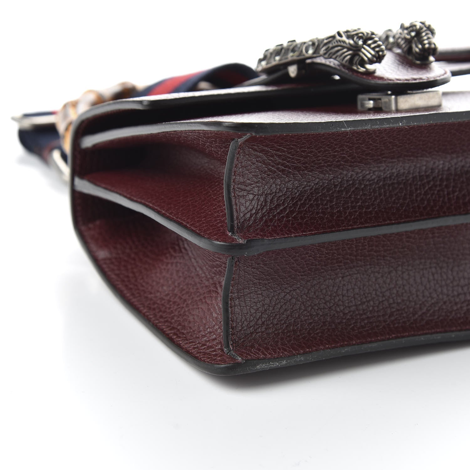 Gucci Dollar Calfskin Crystal Web Mini Dionysus Bamboo Top Handle Bag Vintage Bordeaux Black Diamond 8 of 9