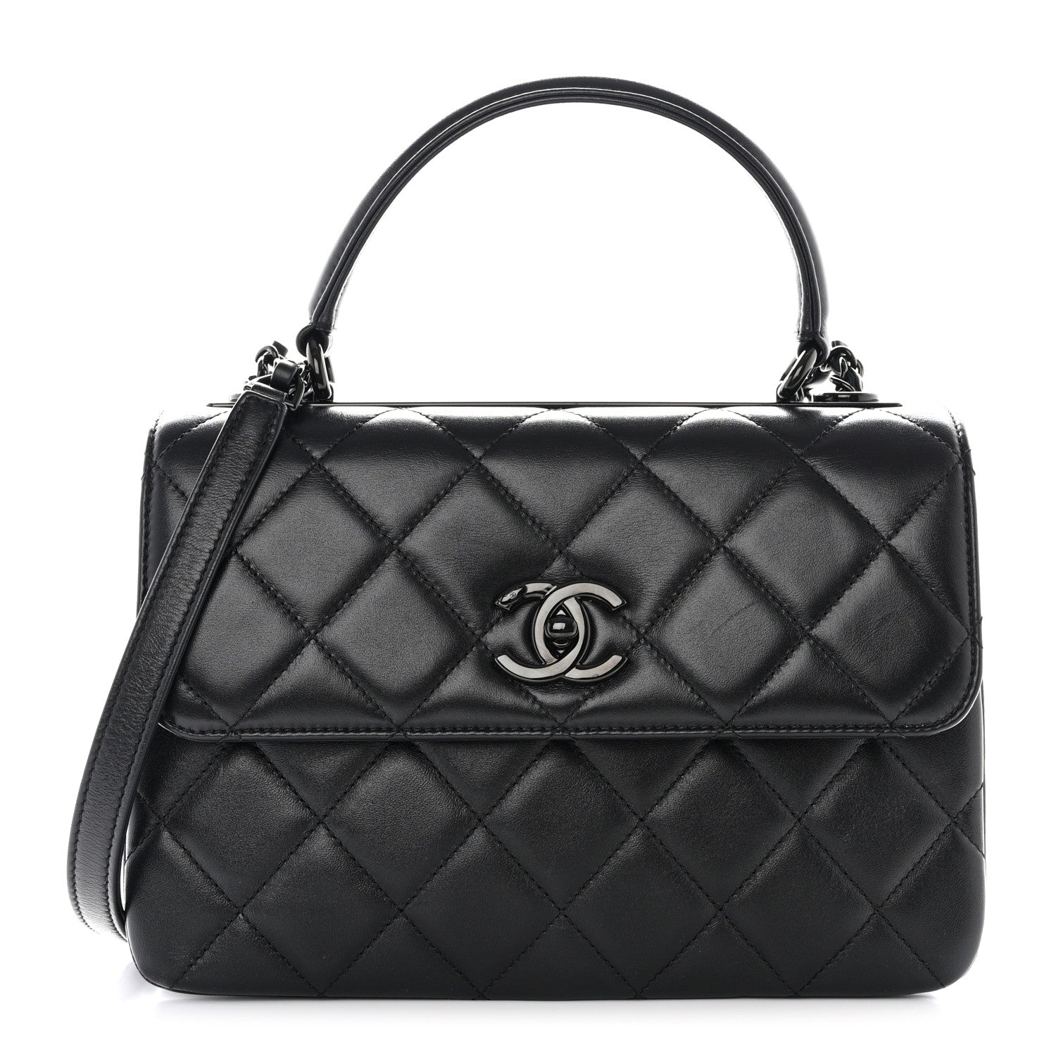 Chanel Lambskin Quilted Small Trendy CC Dual Handle Flap Bag So Black 1 of 10