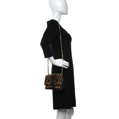 Saint Laurent Calf Hair Monogram Small Sunset Chain Wallet Leopard 2 of 10