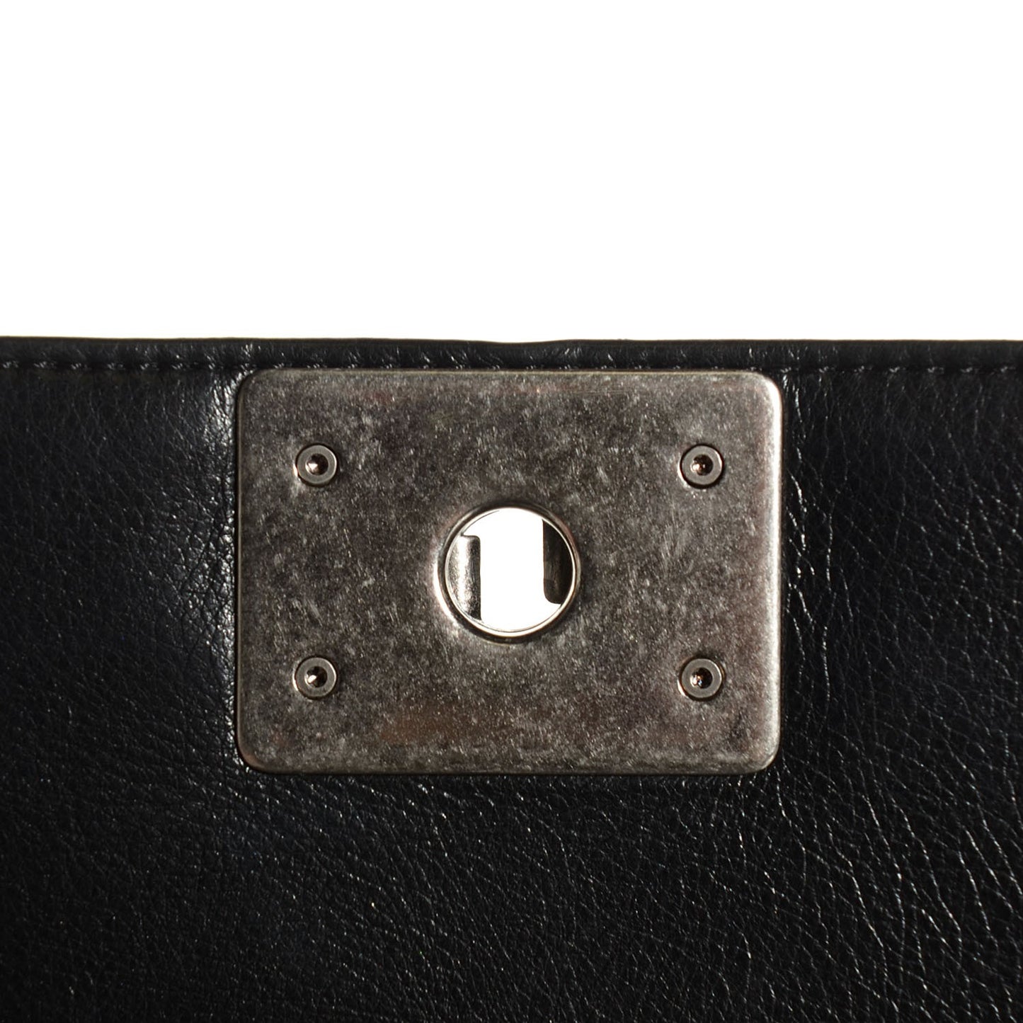 Calfskin Quilted Large Boy Flap Black