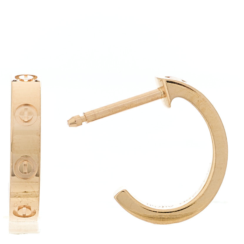Cartier 18K Pink Gold Small LOVE Hoop Earrings 1 of 5