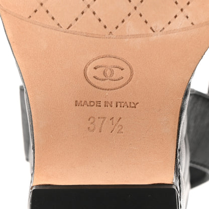 Chanel Lambskin Quilted Chain CC Wedge Sandals 37.5 Black 8 of 8