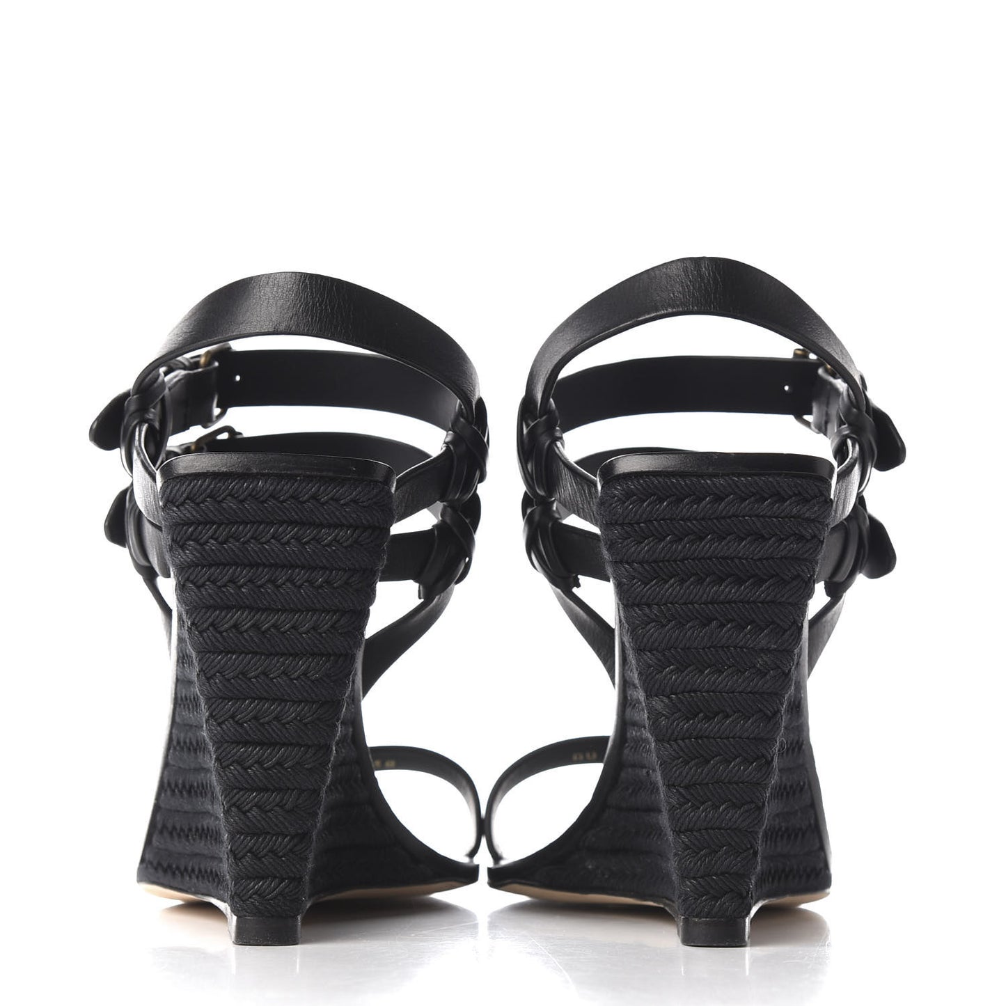 Calfskin Espadrille Wedges 38 Black