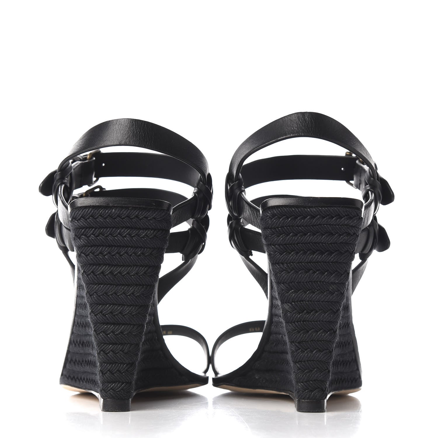Saint Laurent Calfskin Espadrille Wedges 38 Black 6 of 10