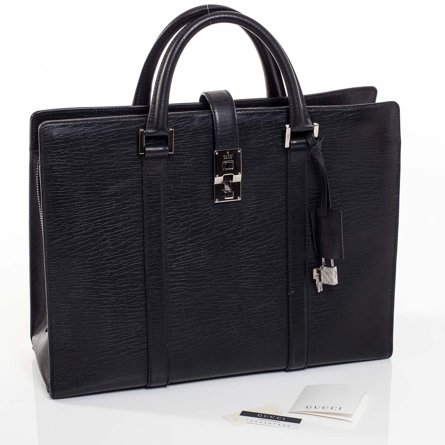 Leather Briefcase Laptop Work Bag Black