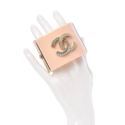 Chanel Resin CC Cuff Bracelet Pink 2 of 5