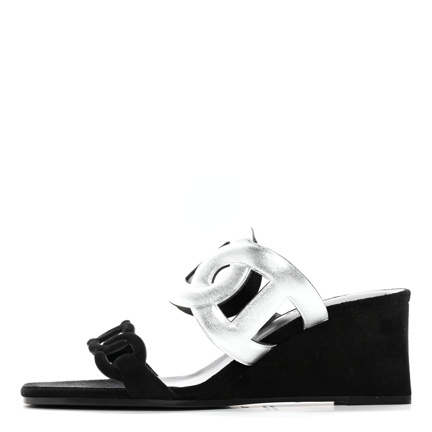 Metallic Nappa Suede Goatskin Figari 55 Sandals 38 Black Argent