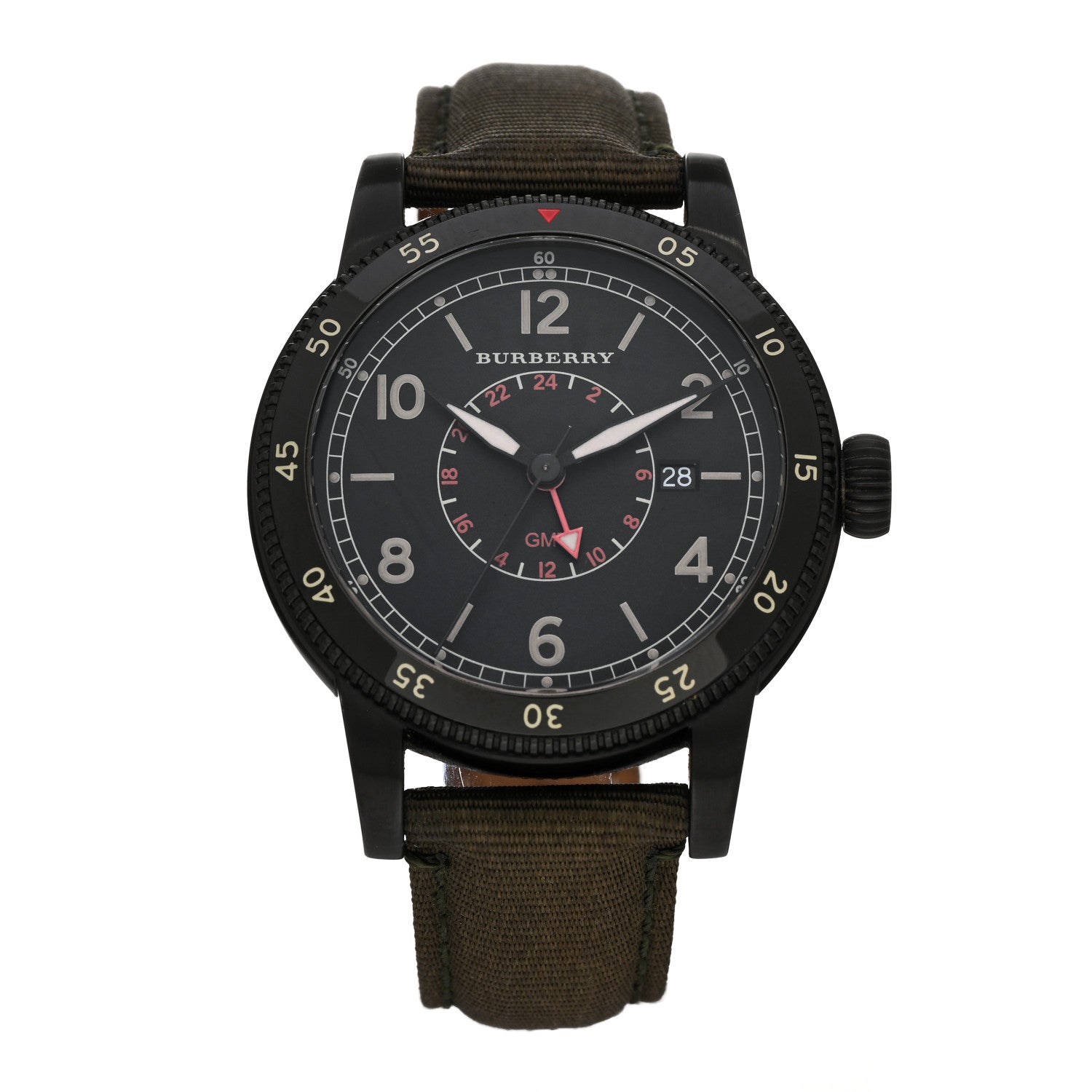 Burberry Stainless Steel Fabric 42mm GMT Utilitarian Quartz Watch Black BU7855 1 of 5
