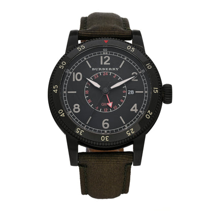 Burberry Stainless Steel Fabric 42mm GMT Utilitarian Quartz Watch Black BU7855 1 of 5