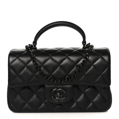 Chanel Lambskin Quilted Mini Top Handle Rectangular Flap So Black 1 of 12