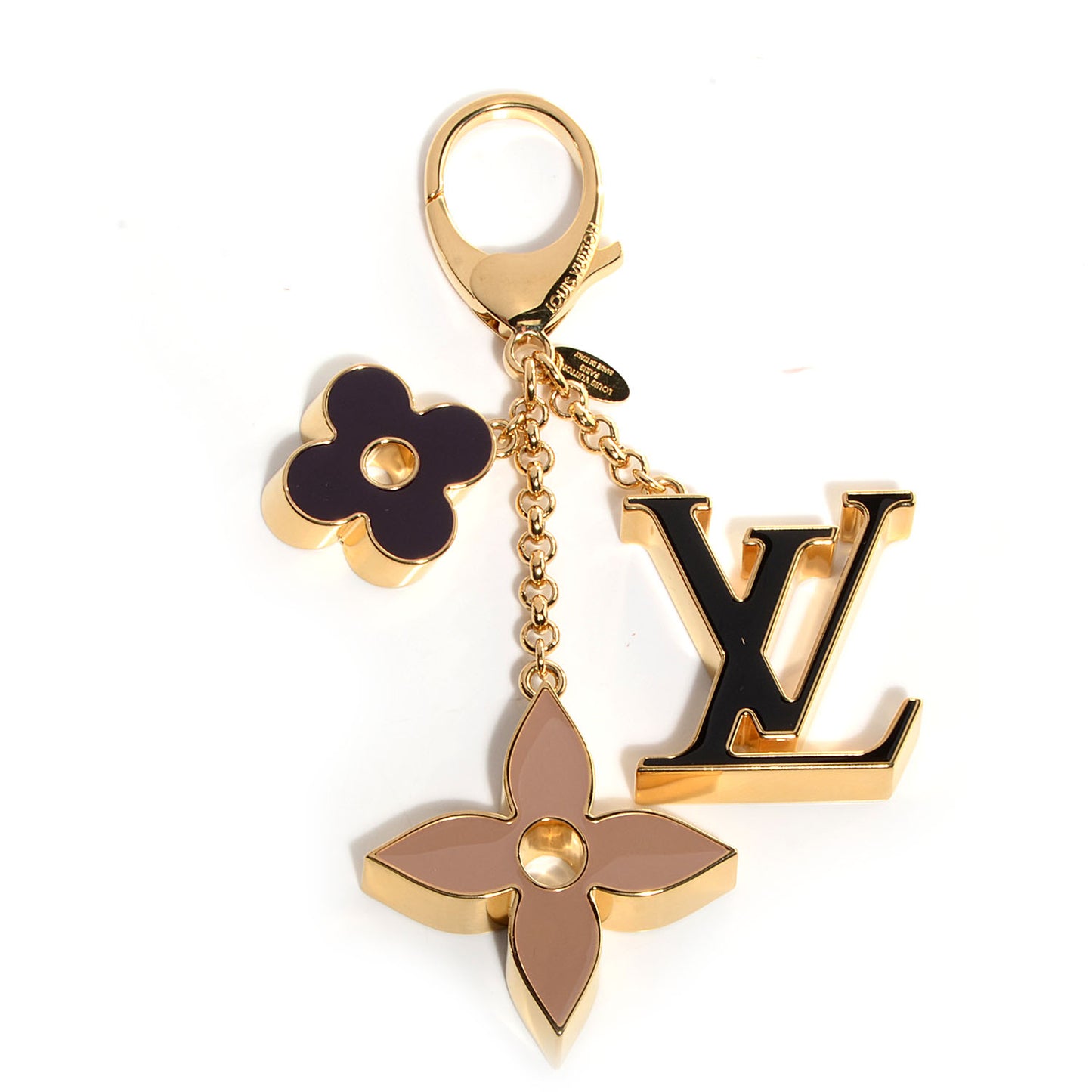 Fleur De Monogram Bag Charm Dore