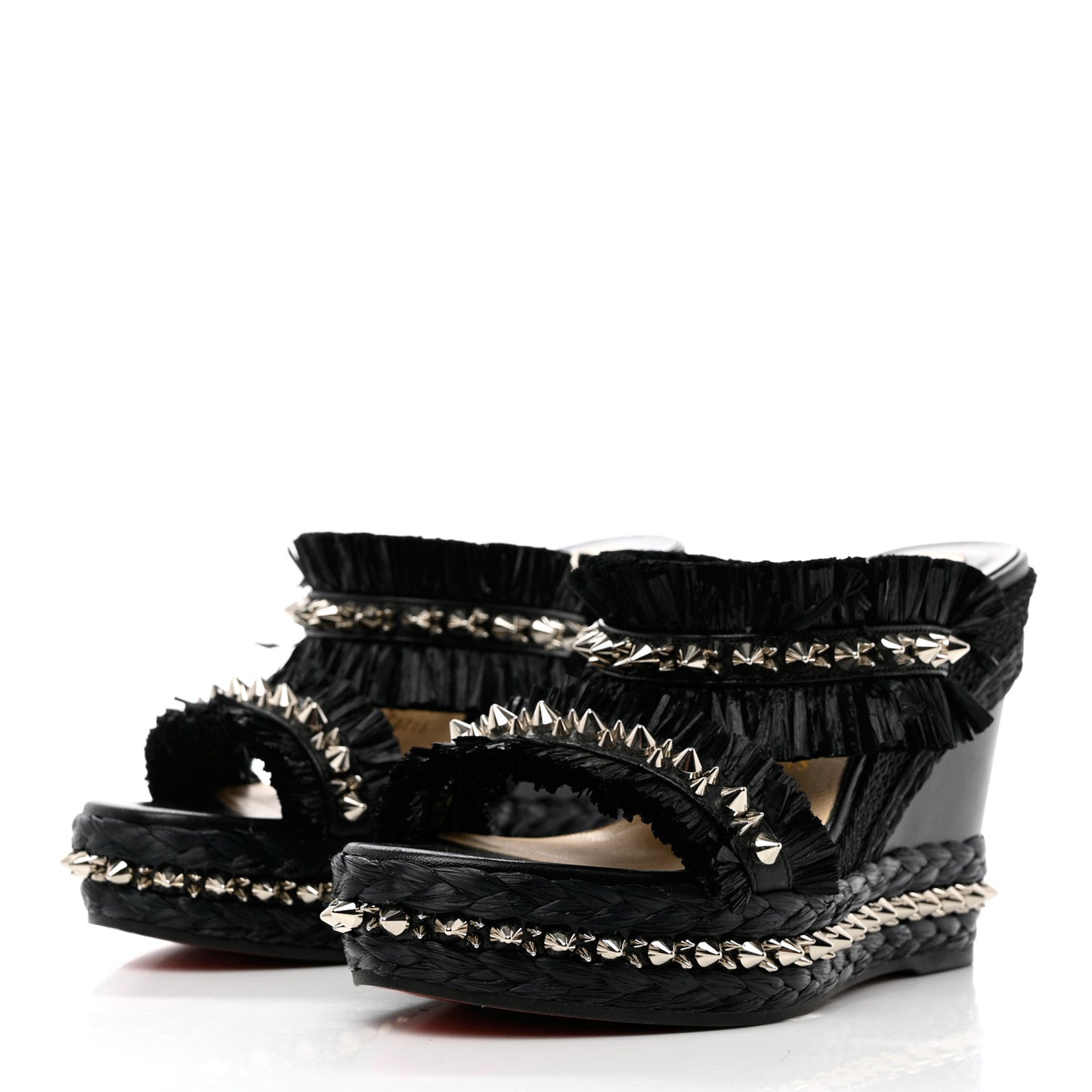 Voltinoudou 110mm Tie Cruise Raffia Spike Wedge 38 Black