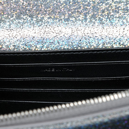 Saint Laurent Metallic Crackled Calfskin Monogram Sunset Chain Wallet Star Light 6 of 9