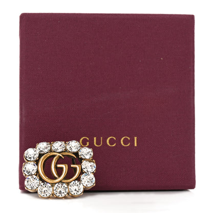 Gucci Metal Crystal Double G Ring 58 8.25 Aged Gold 6 of 6