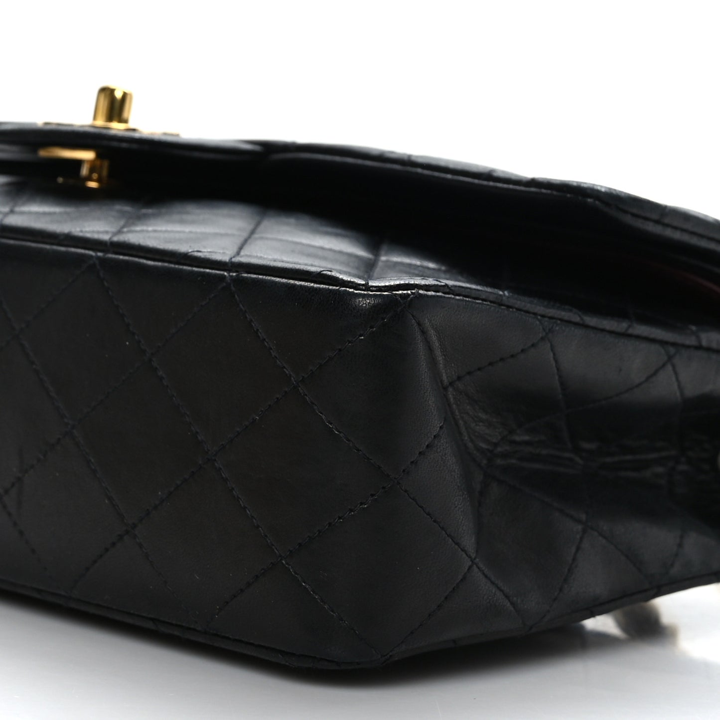 Lambskin Quilted Medium Double Flap Black