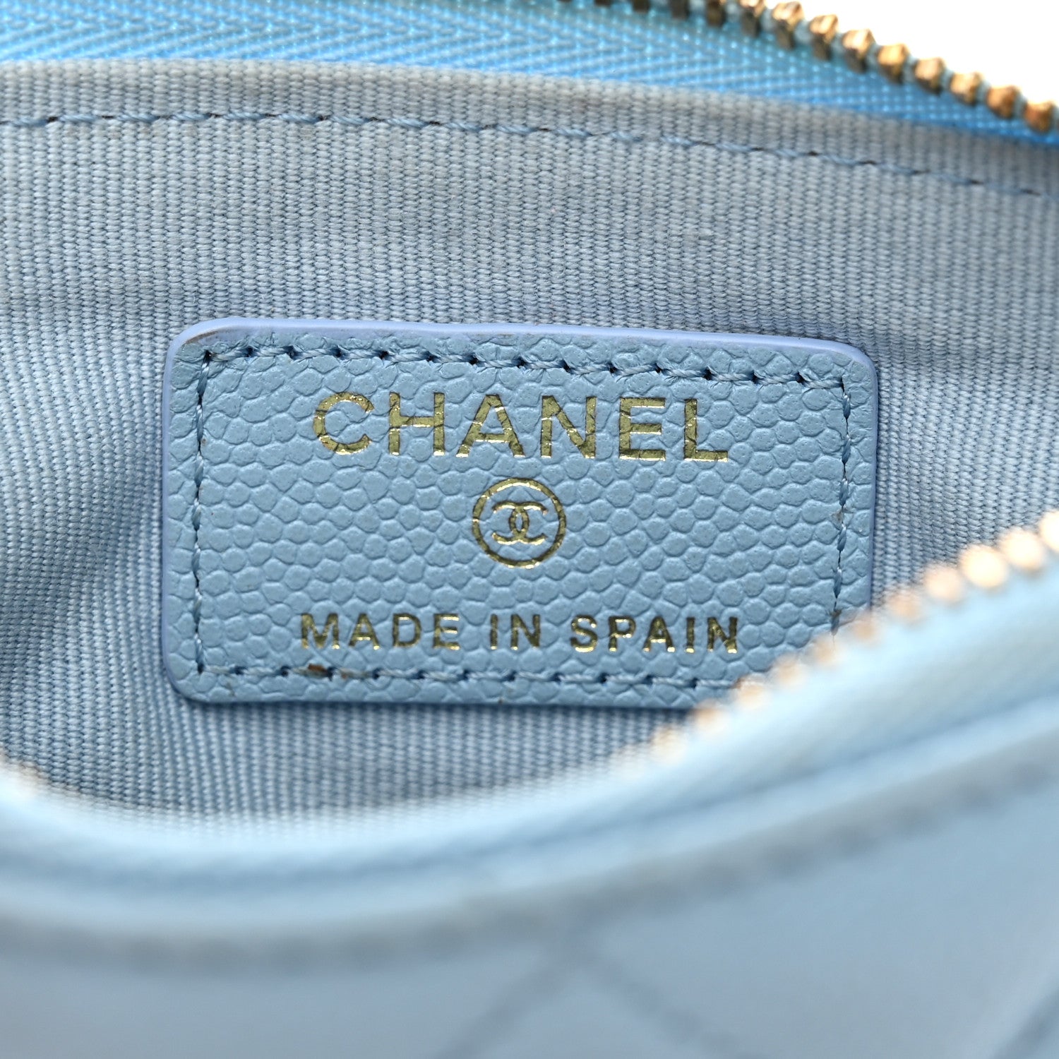Chanel Caviar Quilted Small Cosmetic Case Light Blue 6 of 9
