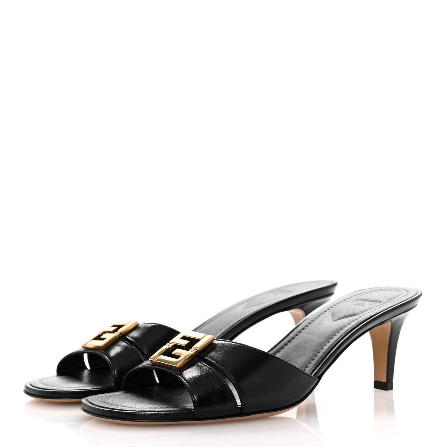 Fendi Vitello Cuoio FFold Sandals 38 Black 4 of 10